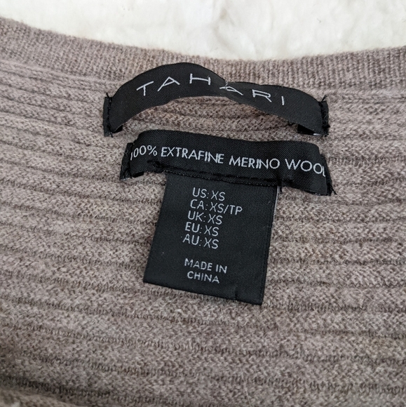 TAHARI extra fine merino wool knit long sweater xs - Picture 4 of 6